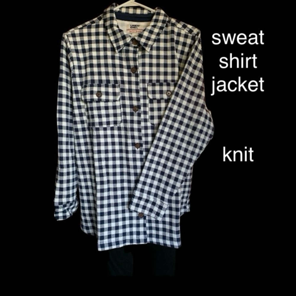 LANDSEND Wms Plus Serious Sweats Sweatshirt Shirt Jacket, Shacket
